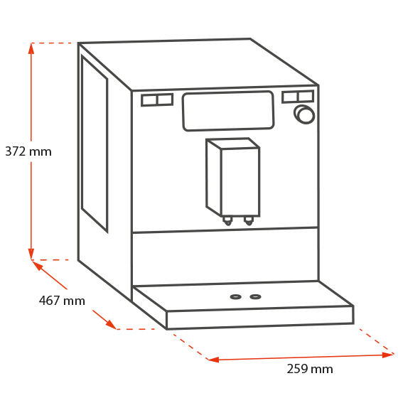 Melitta® Kaffeevollautomat Melitta Barista T Smart Silber Schwarz 6761101 35 – Technical line drawing of the machine with labeled parts