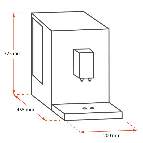 Melitta® Kaffeevollautomat Melitta Purista Schwarz 6769696 120 – Technical line drawing showing machine layout and structural details