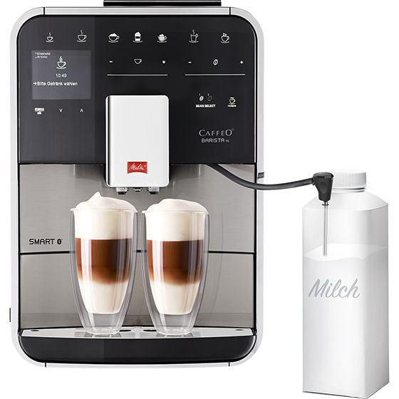 Melitta® Kaffeevollautomat Melitta Barista TS Smart Plus 6772067 10 – Studio view of silver-black smart plus coffee machine